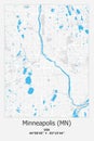 Minneapolis, MN, US, USA, Unated States scalable vector map in blue, white, gray colors Royalty Free Stock Photo