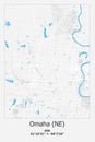Omaha, NE, US, USA, Unated States scalable vector map in blue, white, gray colors Royalty Free Stock Photo