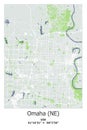 Omaha, NE, US, USA, Unated States scalable vector map in bley, green, gray, white colors Royalty Free Stock Photo
