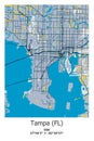 Tampa, FL, US, USA, Unated States scalable vector map in blue, yellow, gtay, black colors Royalty Free Stock Photo