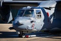 US Air Force Bell Boeing V-22 Osprey tiltrotor plane on the tarmac of Kleine-Brogel Airbase. Belgium - September 14, 2019