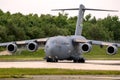 US Air Force Boeing C-17A Globemaster III military transport plane taxiing to the runway. USA - May 16, 2022 Royalty Free Stock Photo