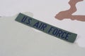 US AIR FORCE branch tape on desert camouflage uniform