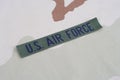 US AIR FORCE branch tape on desert camouflage uniform