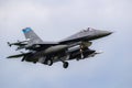 US Air Force F-16C fighter jet plane from 148th FW Minnesota Air National Guard on final approach. Leeuwarden, The Netherlands -