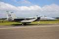 US Air Force F-15D Eagle fighter jet from RAF Lakenheath on the tarmac of Kleine Brogel Air Base, Belgium - September 13, 2014 Royalty Free Stock Photo