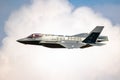 US Air Force F-35 fighter jet plane in flight over RAF Fairford. UK - Jul 13, 2018 Royalty Free Stock Photo