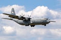 US Air Force Lockheed C-130 Hercules military transport plane from the Texas Air Guard arriving at Wunstorf Air Base. Wunstorf, Royalty Free Stock Photo