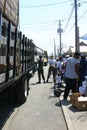 US Air Force personnel unload supplies for Hurricane Katrina victims