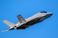 US Air Force 495th Fighter Squadron Lockheed Martin F-35 Lightning II combat aircraft from Lakenheath Airbase in flight over Royalty Free Stock Photo