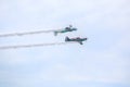 US Air Force Warbirds Performing Aerial Maneuvers Royalty Free Stock Photo