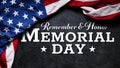 US American flag over Remember and Honor Memorial Day Text. Wallpaper for USA Memorial Day