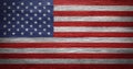 US American flag painted on distressed and worn wood. Wallpaper for Memorial Day, Veteran`s Day, 4th of July. Royalty Free Stock Photo