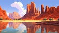 us american inspired desert landscape, cartoon artstyle, ai generated image