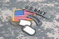 US ARMY airborne tab with blank dog tags Royalty Free Stock Photo