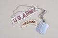 US ARMY airborne tab with dog tag