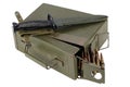 US Army Ammo Box with ammunition belt and bayonet Royalty Free Stock Photo