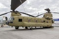 US Army Boeing CH-47F Chinook transport helicopter on display at the Paris Air Show. France - June 20, 2019 Royalty Free Stock Photo