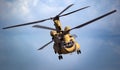 US Army Boeing CH-47F Chinook transport helicopter in flight. The Netherlands - June 22, 2018 Royalty Free Stock Photo