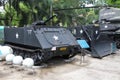 US Army Flame Thrower and Bulldozer on display at Vietnamese mus