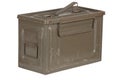 US army green metal .50 cal ammo box isolated on white Royalty Free Stock Photo