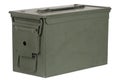 US army green metal .50 cal ammo box isolated on white Royalty Free Stock Photo