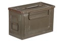 US army green metal .50 cal ammo box on white Royalty Free Stock Photo