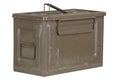 US army green metal .50 cal ammo can on white background Royalty Free Stock Photo