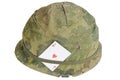 US Army helmet Vietnam war period with amulet - ace of hearts playing card Royalty Free Stock Photo