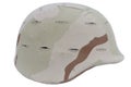 us army kevlar helmet with a desert camouflage cover