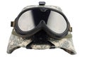 us army kevlar helmet with goggles Royalty Free Stock Photo