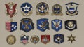 US Army logo set. United States Army Mark, USA Department Emblem, Air Force icons