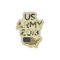 US Army original font inscription in camouflage with USA map. Flat vector illustration EPS10 Royalty Free Stock Photo