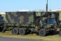 US Army Oshkosh FMTV (Family of Medium Tactical Vehicle) M1085 6x6 armored cab truck with shelter.