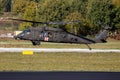 US Army Sikorsky HH-60M Blackhawk medevac helicopter in flight. The Netherlands - October 27, 2017