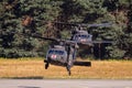 US Army Sikorsky HH-60M Blackhawk medevac helicopters taking off. USA - June 22, 2018