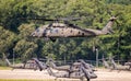 US Army Sikorsky UH-60M Black Hawk helicopters taking off from an air base in The Netherlands - July 2, 2020