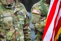 US Army soldiers take part at the Romanian National Day military parade