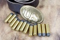 US Belt Buckle Civil War period with revolver cartridges