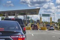 Busy border crossing between US and Canada.
