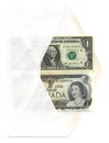 US and Canadian dollar bills Royalty Free Stock Photo