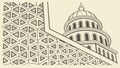 US Capitol Building with Abstract Geometric Pattern, vector design Generative AI Royalty Free Stock Photo