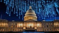 US Capitol Building with Digital Code Rain Royalty Free Stock Photo