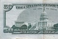 US Capitol on 50 dollars banknote back side closeup macro fragment. United states fifty dollars money bill Royalty Free Stock Photo