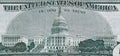 US Capitol on 50 dollars banknote back side closeup macro fragment. United states fifty dollars money bill Royalty Free Stock Photo