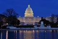 US Capitol and reflecting pool at dusk