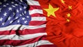 US - China Combined Flag | United States and China Relations Concept | American - Chinese Relationship Cover Background Royalty Free Stock Photo