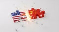 US and China Flag Puzzle Pieces Symbolizing Relations Royalty Free Stock Photo
