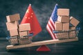 US China trade balance concept