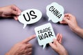 US - China trade war concept. Speech bubble Royalty Free Stock Photo